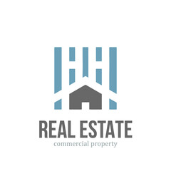 Apartment building letter HH vector logo design