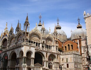 Italy, Veneto, Venice: Detail of Saint Marco Basilica.