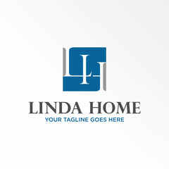 letter or word LH serif font in block square image graphic icon logo design abstract concept vector stock. Can be used as a symbol related to initial or monogram