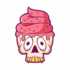 Skull ice cream cartoon vector