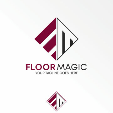 Floor decor or motive like letter FM or EE font in block square image graphic icon logo design abstract concept vector stock. Can be used as symbol related to tile or initial