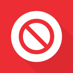 Ban red vector icon. Prohibited sign in flat style on red background. Vector EPS 10