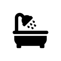 Shower vector icon. Bathroom symbol in black isolated on white background. Vector EPS 10