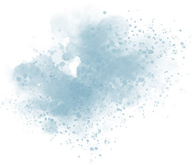 Watercolor abstract light Blue Spot. Hand painted textured Splash. Ink background with brush stroke. Colorful stain