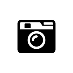 Vintage photo camera vector icon. Camera with lens and flash isolated. Vector illustration EPS 10