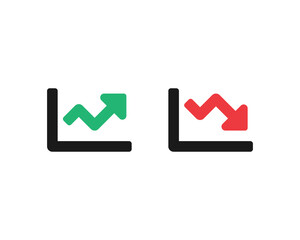 Graph up and down vector icons. Fall and entry diagram symbols isolated. Vector illustration EPS 10