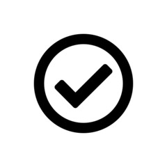 Check mark vector icon. Check mark in a circle black symbol isolated. Vector illustration EPS 10