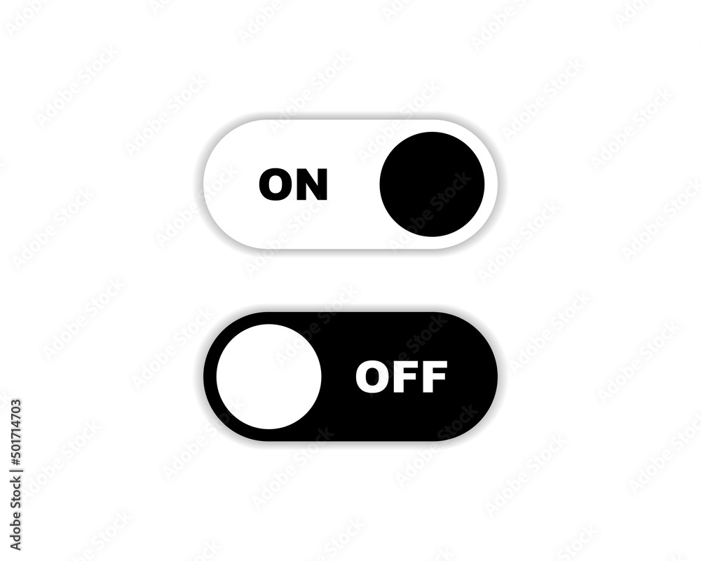 Wall mural on and off buttons slider vector icons set. switcher or toggle symbols isolated. vector illustration