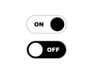 On and Off buttons slider vector icons set. Switcher or toggle symbols isolated. Vector illustration EPS 10