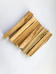 Set of palo santo sticks, natural incense from Peru. Religious background, place for text