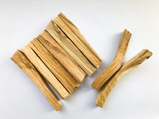 Set of palo santo sticks, natural incense from Peru. Religious background, place for text