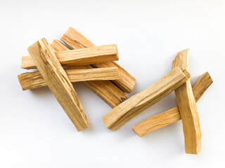 Set of palo santo sticks, natural incense from Peru. Religious background, place for text