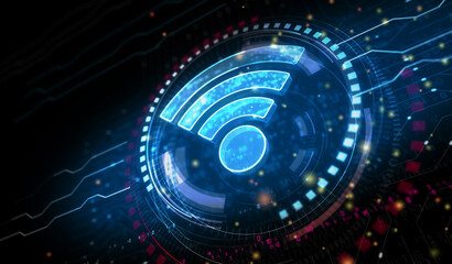 Wifi mobile network communication symbol digital concept 3d illustration