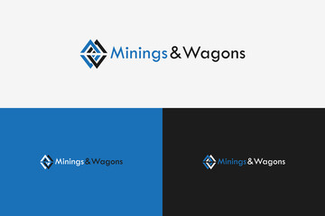 simple and flat logo with letter M and W