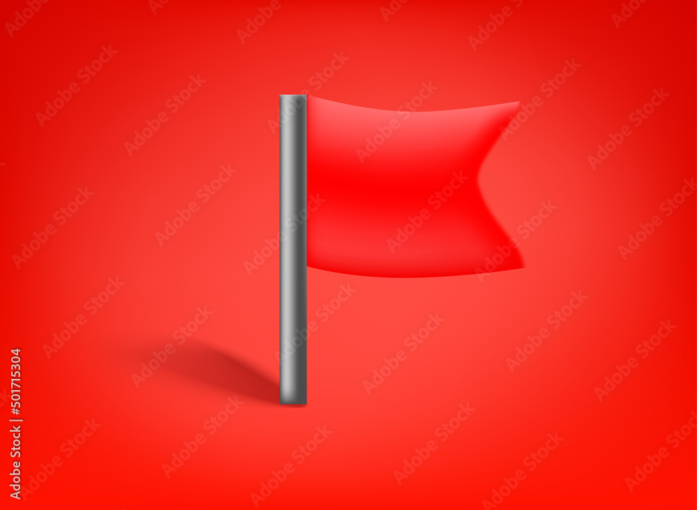 Aufkleber red flag on a red backgrond. 3d vector illustration