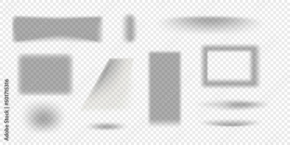 Poster Realistic Shadows collection on transparent background. Shadow overlay vector template
