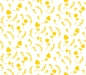 Fototapeta na wymiar Yellow Flower Pattern - Vector Background 