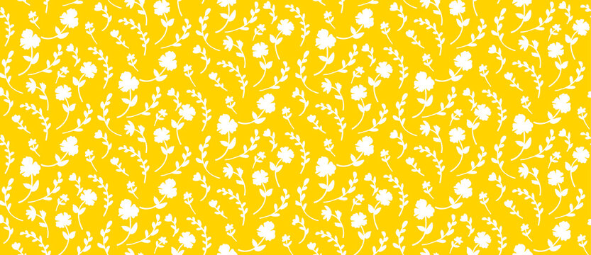 Yellow Flower Pattern - Vector Background 