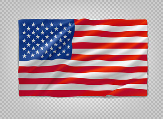 Flag of United States of America. 3d vector object isolated on transparent background