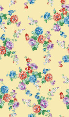 Brushstroke flower and Colorfull Flowers watercolor Flowers Textile Design illustration