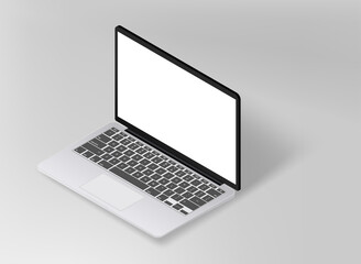 Modern laptop, phone with blank screen vector mockup