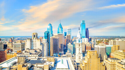 Fototapeta na wymiar Top view of downtown skyline Philadelphia