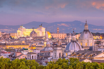 Fototapeta na wymiar Top view of Rome city skyline from Castel Sant'Angelo