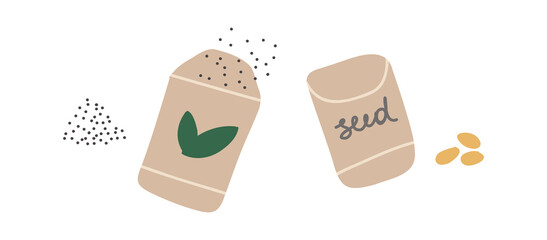 Vegetarian seeds. Healthy food. Vector art illustration. Cartoon flat style.