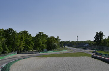 The Monza national racetrack, Ascari variants. Track located in public park near the city of Monza,...