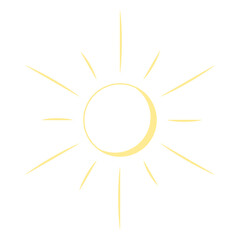 The sun. Yellow star. Heavenly light. Color vector illustration. Boho style. Ultra-violet rays. Weather forecast. day star. Isolated background. Happy easter. Idea for web design, invitations