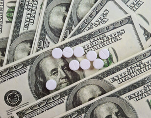 US dollars with ecstasy harcotics pills and health care costs