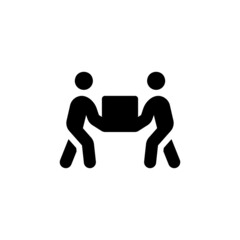 People carry the load vector icon. Two people are carrying a load. Delivery black flat symbol isolated. Vector EPS 10