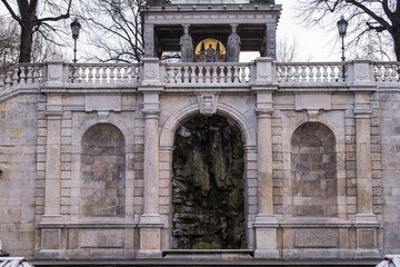 Obraz premium Germany, Munich- December 20,2021: The monument of Angel of Peace (Friendsengel) at the Maximilian Park in Munich.
