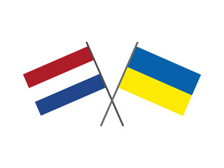 Netherlands and Ukraine flags crossed. A symbol of friendship and support. Stand with Ukraine.