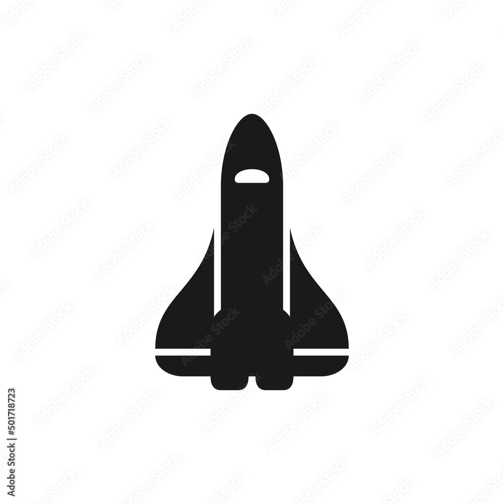 Wall mural space shuttle vector icon. spacecraft with rocket engines. symbol of technology, innovation and laun
