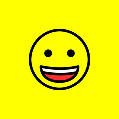Smile emoji on yellow background. Positive emoticon symbol isolated on yellow background. Vector illustration EPS 10