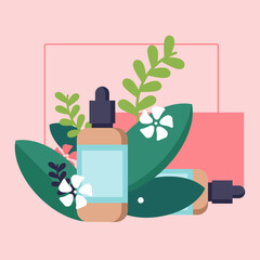 Pink Flat Style Skin Care Product Small Scene Illustration