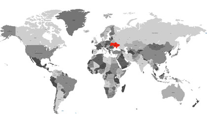 World map. Ukraine map.	