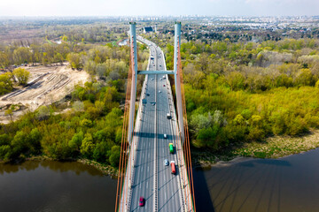 Panorama Warszawy, widok z okolic Mostu Siekierkowskiego. - obrazy, fototapety, plakaty