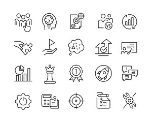 Business Plan Icons - Vector Line. Editable Stroke. 