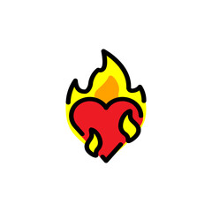Love Fire Logo Design Element vector icon. Heart on flame symbol isolated. Vector EPS 10