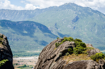 Mount Meteora near the Greek city of Kalambaka, in western Thessaly. View of the specific rocks of Mount Meteor in Greece.
