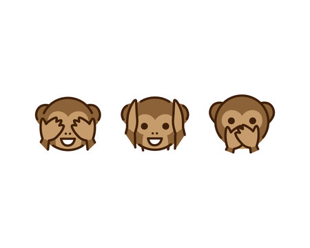 Flat monkey emotions icon vector set. Monkey emoji isolated on white background. Vector EPS 10