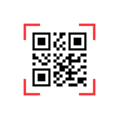 qr code vector icon. Black qr code with red frame isolated. Vector EPS 10