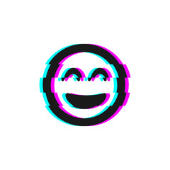 Vector icon of glitch smile emoji. Glitch emoticon symbol isolated on white background Vector EPS 10