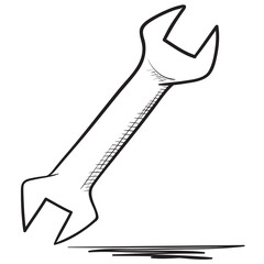 Hand drawn wrench illustration