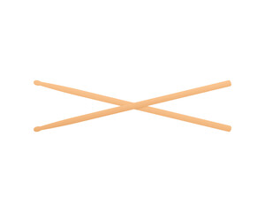 Drumsticks realistic vector illustration. Crossed pair of wooden drumsticks isolated on white background. Vector EPS 10