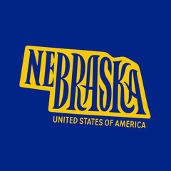 Nebraska state hand drawn lettering. American state modern typography. T-shirt print, sticker, stamp, seal, poster. Vector illustration.