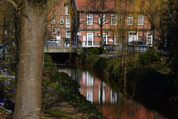 Frühling in der Stadt Rothenburg am Fluss Wümme, Niedersachsen