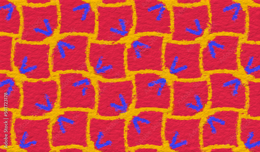 Wall mural digital paint art of colorful paper-mache style abstract background with paper rough texture